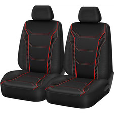 Auto Drive 2Piece Car Seat cover Carbon Fiber Black with Piping - Universal Fit picture
