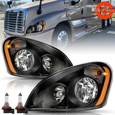 For 2008-2017 Freightliner Cascadia Black Headlights Headlamps Left+Right picture