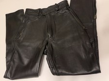 Vintage Easyriders Black Leather Motorcycle Pants  Size 10 Zip Biker picture