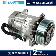 Genuine OEM Sanden A/C Compressor 4864 SD7H15 w/ 8 Poly Clutch 12V picture