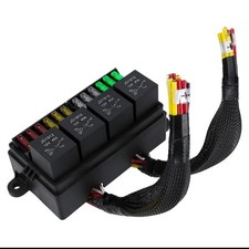 Universal Pre-Wired Fuse Relay Box With 4x 4Pin 40A Relay+12 Fuses 10/20/25/30A picture