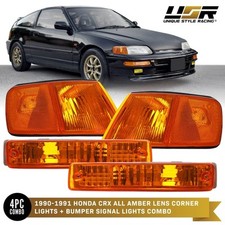COMBO DEPO USDM Amber Corner + Bumper Signal Lights For 1990-1991 Honda CRX CR-X picture