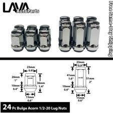 24PC 1/2-20 CHROME BULGE ACORN LUG NUT CONE SEAT FIT JEEP DODGE JAGUAR AND MORE  picture