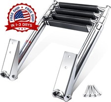 Escalera telescópica de acero inoxidable de 4 peldaños para pontón extensible US picture