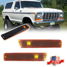 2x Amber Front Corner Turn Signal Lights For 73-79 Ford F-150 Truck 78-79 Bronco picture
