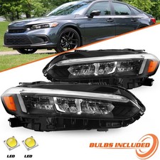 For 2022-2025 Honda Civic Chrome Full LED Headlights Assembly Pair 22-25 picture