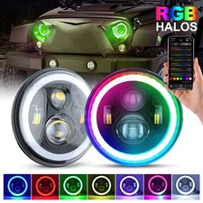 Pair Fit 1965 -1972 Ford mustang 7 Inch RGB Round Led Headlights Hi/Lo Beam picture