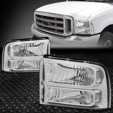 FOR 05-07 FORD F250 F350 SUPER DUTY CHROME HOUSING CLEAR CORNER HEADLIGHT LAMPS picture