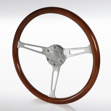 380MM/15inch Aluminum Spokes Vintage Classic Wooden Wood Grain Steering Wheel picture