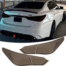 Fit For INFINITI Q50 Rear Tail Light Guard Decor Cover Trim Smoked Black 2014-17 picture