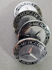 Set of 4 75MM Wheel Center Rim Caps Hubcaps for Mercedes-Benz AMG Black Wreath picture
