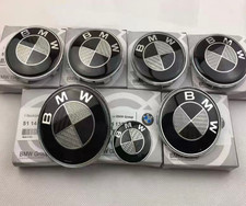 (7X)82mm/74mm/4x68mm/45mm Fits For BMW Emblem Centre Caps Badges NEW Black picture