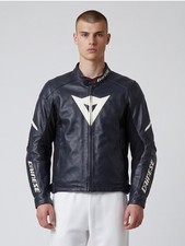 Dainese Motorcycle Riding Jacket With Armor Men's Size 56 XL Black Leather VGC picture