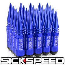 SICKSPEED 20PC BLUE SPIKED ALUMINUM EXTENDED 108MM 3 PC LUG NUTS 12X1.25 L12 picture