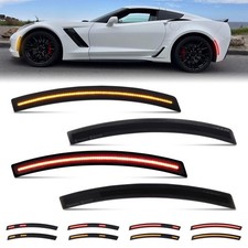 CORVETTE 14-19 FRONT/REAR DYNAMIC SMOKED LED SIDE MARKERS picture