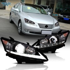 VLAND 1Pair LED Headlights For 2010-2012 Lexus ES350 Front Lamps Black Housing picture