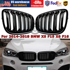 For 2014-2018 BMW X5 F15 X6 F16 Gloss Black Dual Line Front Kidney Grill Grille picture