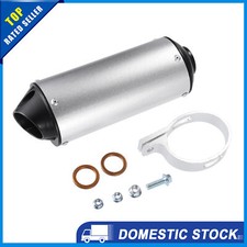 Universal 28mm 1.1 inch Silver Tone Exhaust Silencer Muffler Pack of 1 picture