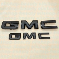 2pcs Set Front Rear Gloss Matte Black GMC Emblems Fit 2020+ Acadia 2022+ Terrain picture