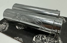 SIMMS BAY AREA CUSTOM CYCLES CHROME BILLET TRIBAL HANDLEBAR GRIPS HARLEY 1 INCH picture