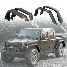 For 2020-2026 Jeep Gladiator JT Flat Steel Fender Flares Front Rear 5.9” w/LEDs  picture