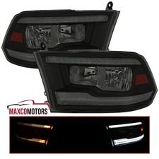 Fits 2009-2018 Dodge Ram 1500 2500 3500 Smoke Headlights LED Strip Switchback picture