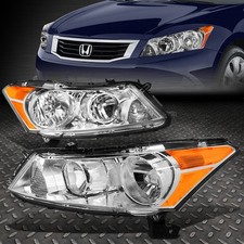 FOR 08-12 HONDA ACCORD SEDAN CHROME HOUSING AMBER CORNER HEADLIGHT HEAD LAMPS picture