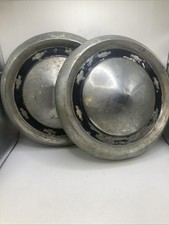 2 Antique 1950s Chevy Hubcaps Chrome With Black Trim 10.5” Relatively good Cond. picture