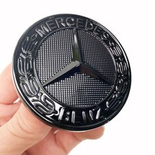 57mm Glossy Black Flat Hood Ornament Badge Emblem For Benz C-class W205 NEW picture