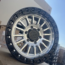 (4) 17X8.5 LOCK OFF-ROAD GRIT SILVER W/ BLACK RING (6X139.7 +25MM) TACOMA TUNDRA picture