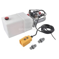 6 Quart Double Acting Hydraulic Pump 12V Replacement for Dump Trailers SAE#6 picture