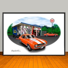 1969 Camaro Z28 Speed Shop Muscle Car Art Print 13 X 19 - Unframed picture