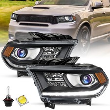 For 2014-2020 Dodge Durango Black Trim Halogen Headlight W/ LED DRL picture