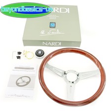 NARDI Classic 360mm Mahogany Steering Wheel Silver Chrome Finish USA picture