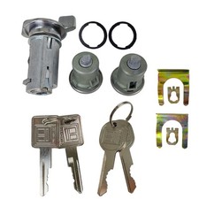 Chrome Ignition Key Switch Cylinder & Door Lock Pair Set W/ Keys For GM 701398 picture
