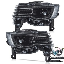 FULL LED Headlights Black Housing For 2014-2022 Jeep Grand Cherokee Front Lamps picture