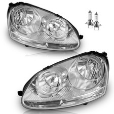Pair Headlights For 2005-2010 Volkswagen Jetta Sedan 06-09 Rabbit GTI W/Bulbs picture