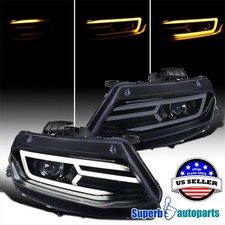 For 2016-2018 Chevy Camaro LED DRL Smoke Projector Headlights Sequential Signal picture