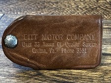 ANTIQUE LEATHER KEY FOB CASE CHEVROLET PITT MOTOR COMPANY GRETNA,VA (1930s-40s?) picture