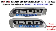 2019-2025 Ram 1500 eTORQUE Left & Right Side Hood Bezel Emblem Nameplate Set picture