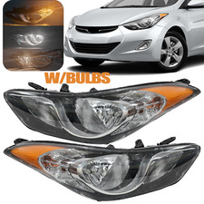 Pair Headlights Fit 2011 2012 2013 Hyundai Elantra Halogen Headlamps W/Bulbs 11 picture