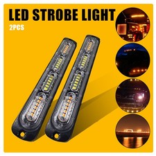 Pair 24LED Amber/White Warning Hazard Flash Lamp Beacon Strobe Light Bright Bar picture