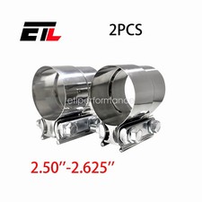 2Pcs lap Joint Exhaust Clamp Muffler Coupler Stainless Steel T304 2.50''-2.625'' picture