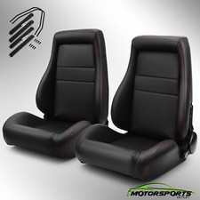 1 Pair Universal Black PVC Leather Easy Reclinable OBS Style Seats Car Seats picture