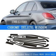 Glossy Black Chrome Delete Window Trims For Mercedes Benz C Class W205 2014-2022 picture