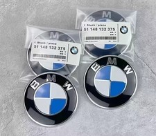 2pcs Roundel Front Hood 82mm Rear Trunk 74mm Emblem E46 E90 F10 with Grommets picture