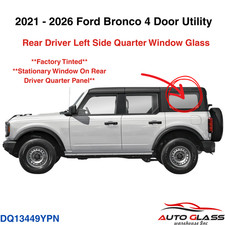 Fit 2021-2026 Ford Bronco 4 Door Driver Left Side Quarter Window Glass Tinted picture