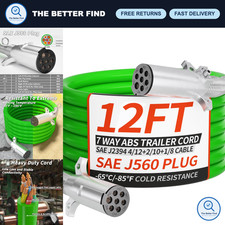 12FT 7 Way Trailer Cord for Semi Trailers - Heavy Duty 4/12+2/10+1/8 Gauge Wire picture