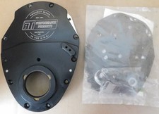 ATI NOS 2)Pc Billet Timing Cover, SB Chevy, W/Hardware & Gaskets, Aluminum,Black picture