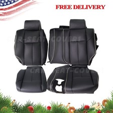2006 to 2010 Fits Hummer H3 Rear Row Bottom & Top Leather Seat Covers Black picture